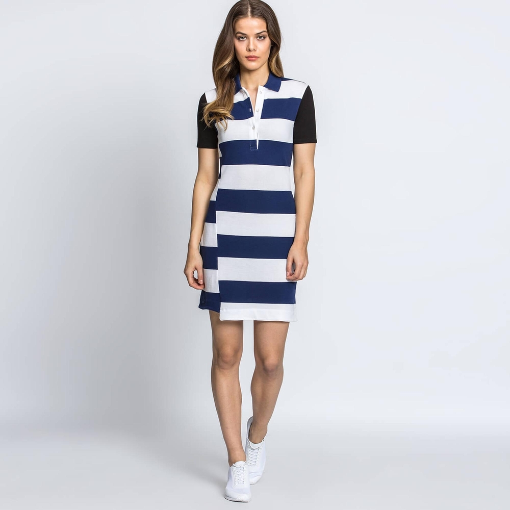 Lacoste Striped 100% Cotton Polo Dress